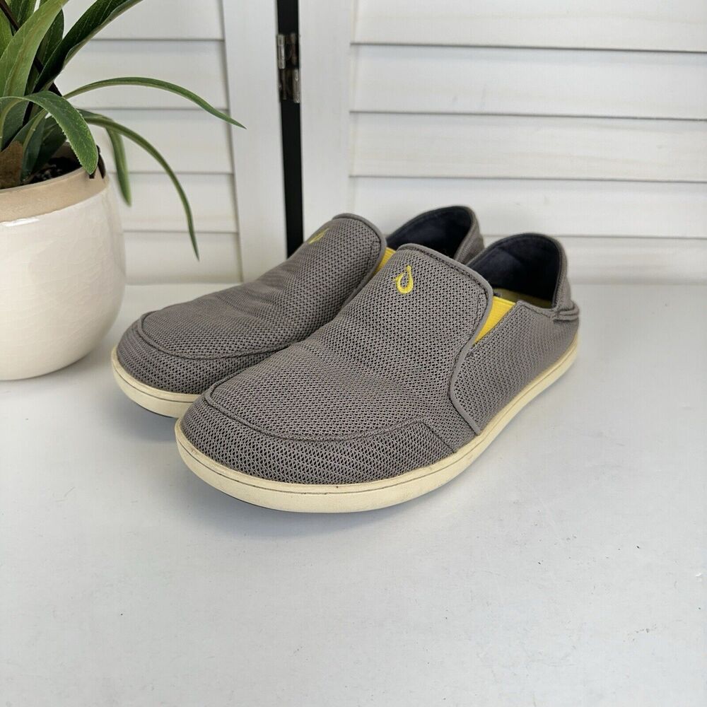 Olukai Nohea Mesh Rock Canoe Taupe Casual Shoe Slip On Drop In Heel Men Size 8.5